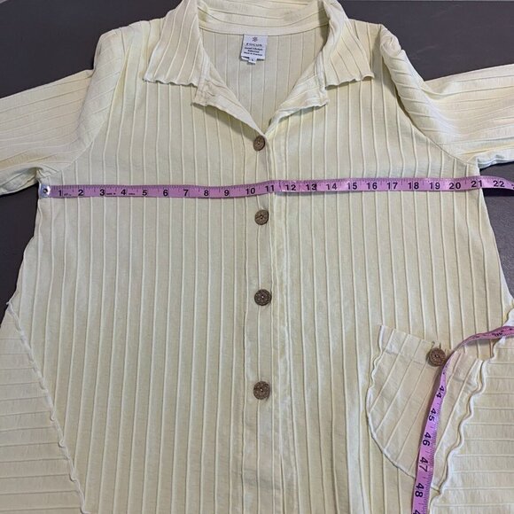 Focus Casual Life Long Sleeve Cardigan Sweater Yellow Button Lagenlook Womens L - Picture 12 of 16